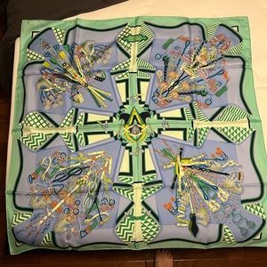 Brand new, never used Hermes scarf. Gorgeous pattern. New in the box.